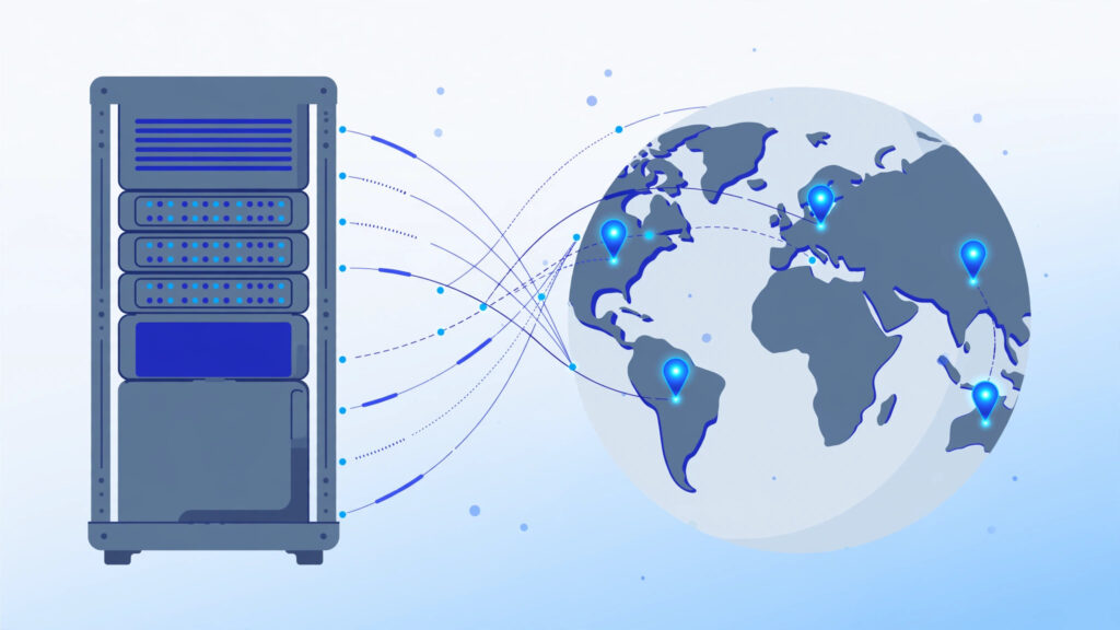 How to choose VPS server location — world map showing datacenter locations