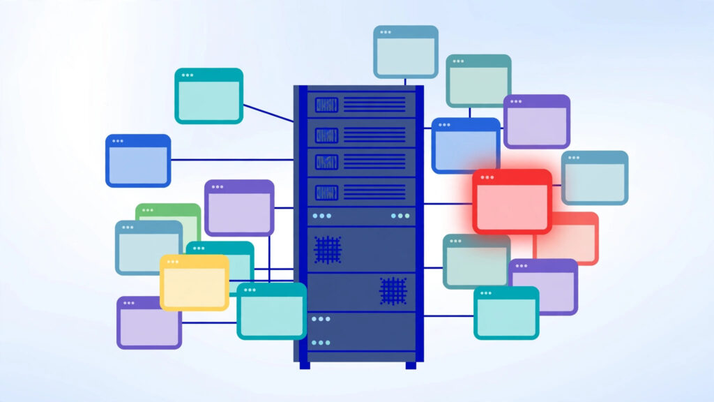 Shared hosting – many websites sharing one server