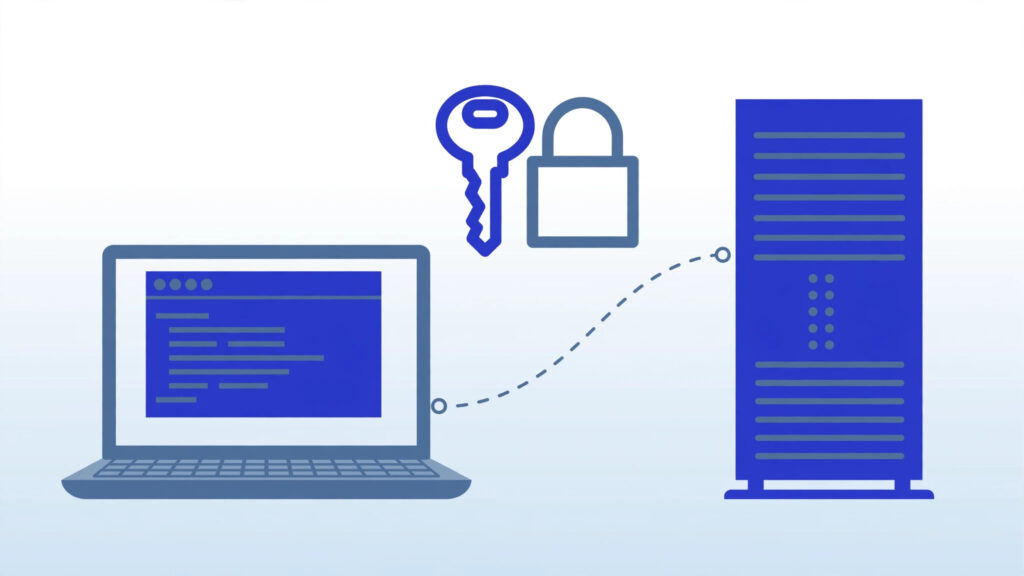 Illustration of preparation steps for a new VPS setup: gathering server credentials and tools