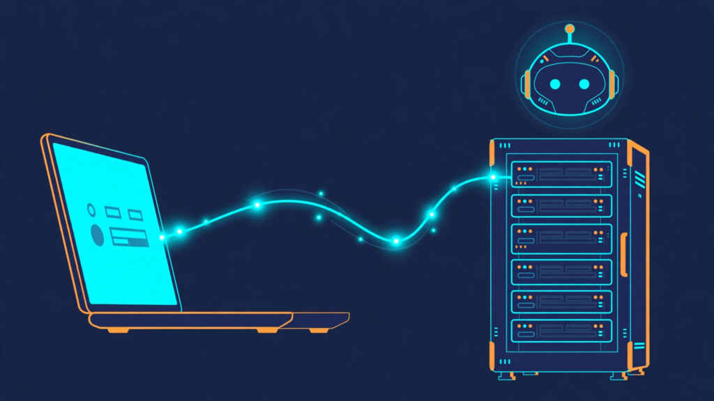 Diagram of an AI coding agent running on a VPS while the user connects remotely